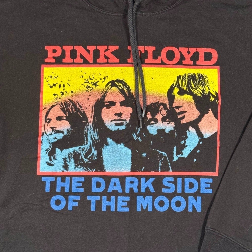 Pink Floyd Dark Side of the Moon Cropped Hoodie Large Black Band Hoodie